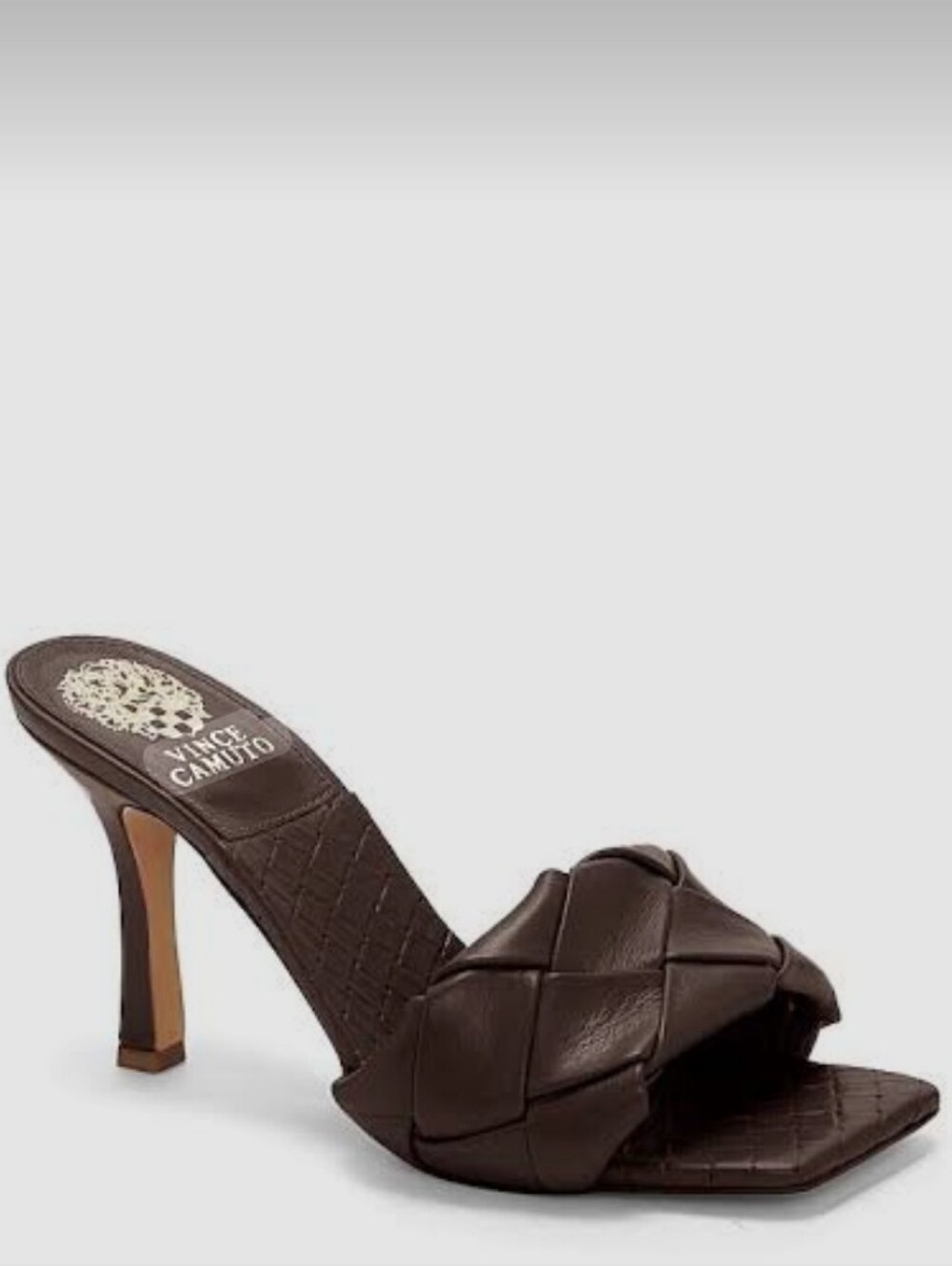 Vince Camuto|Brelanie Brown Braided Square-Toe Heeled Mules Sz: 9.5